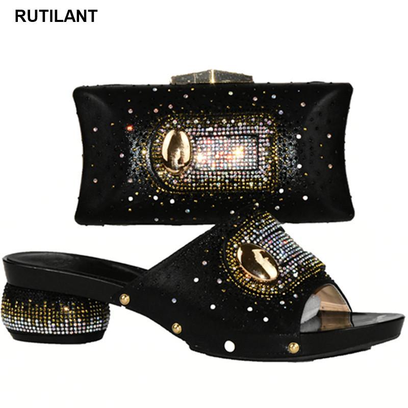 

Dress Shoes Black Color Matching And Bag Set Decorated With Rhinestone African Shoe For Party In Women Nigerian, Red only shoes