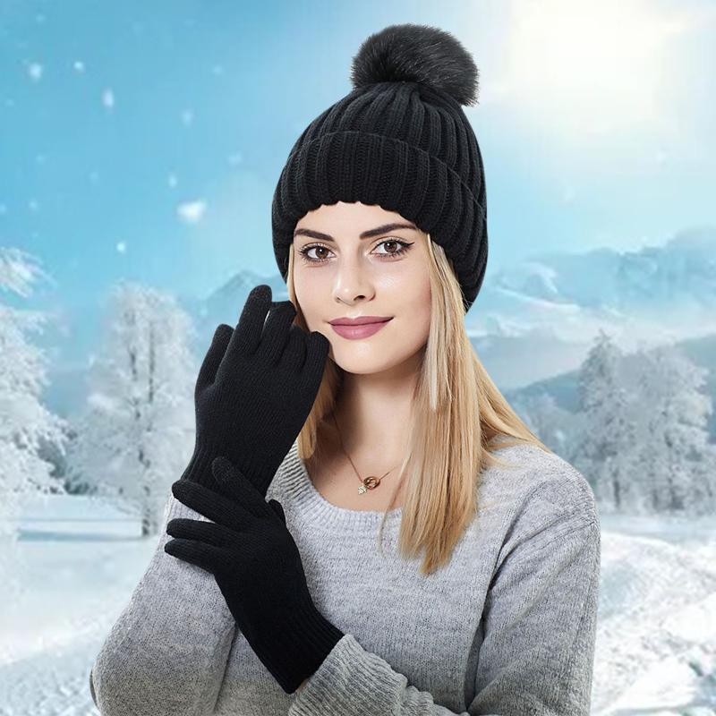 

Berets Winter Knitted Beanies Hats Women Thick Warm Beanie Skullies Hat Female Knit Solid Bonnet Caps Outdoor Single Cap#F