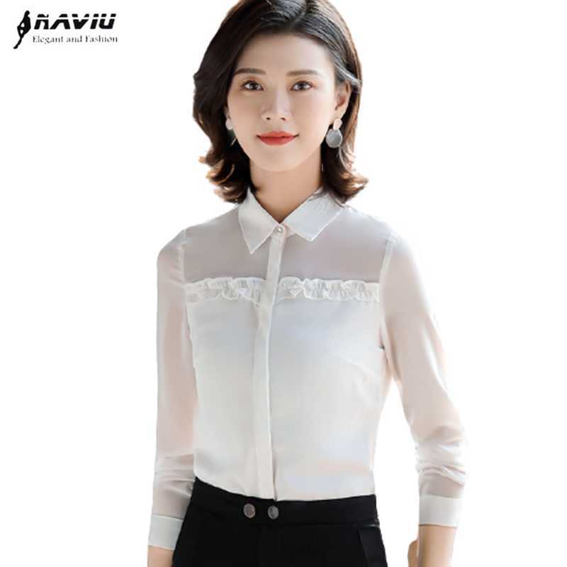 

Spring Lace Ruffle Design Fashion Long Sleeve Blouses For Women Shirt Office Lady Formal Clothes 210604, Black