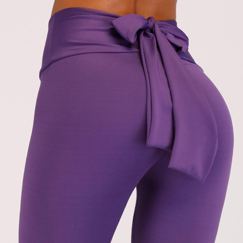 

Yoga Outfit Women Sportswear Pants Sports Leggings Gym Fitness Running With Bow High Waist Quick Dry