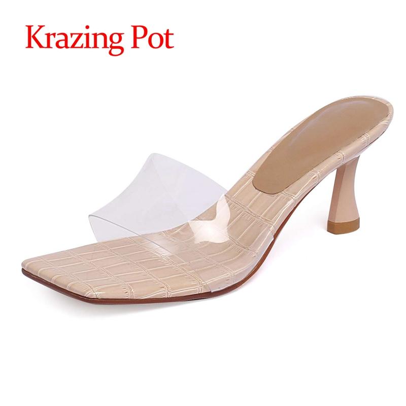 

Krazing Pot Thin High Heels Slingback Open Toe Korean Girls Young Lady Solid Daily Wear Simple Style Slip On Sandals Women L51 Dress Shoes, Black