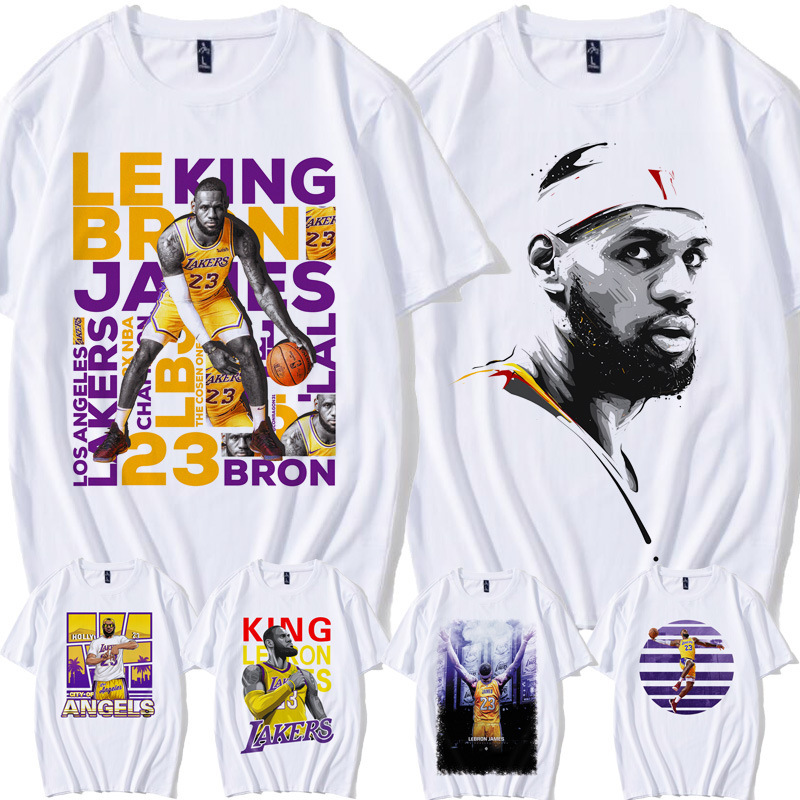 

Tee Lbj Lakers T-shirt Class Junior Basketball Clothes James Summer Student Short Sleeve Sportswear, White;black