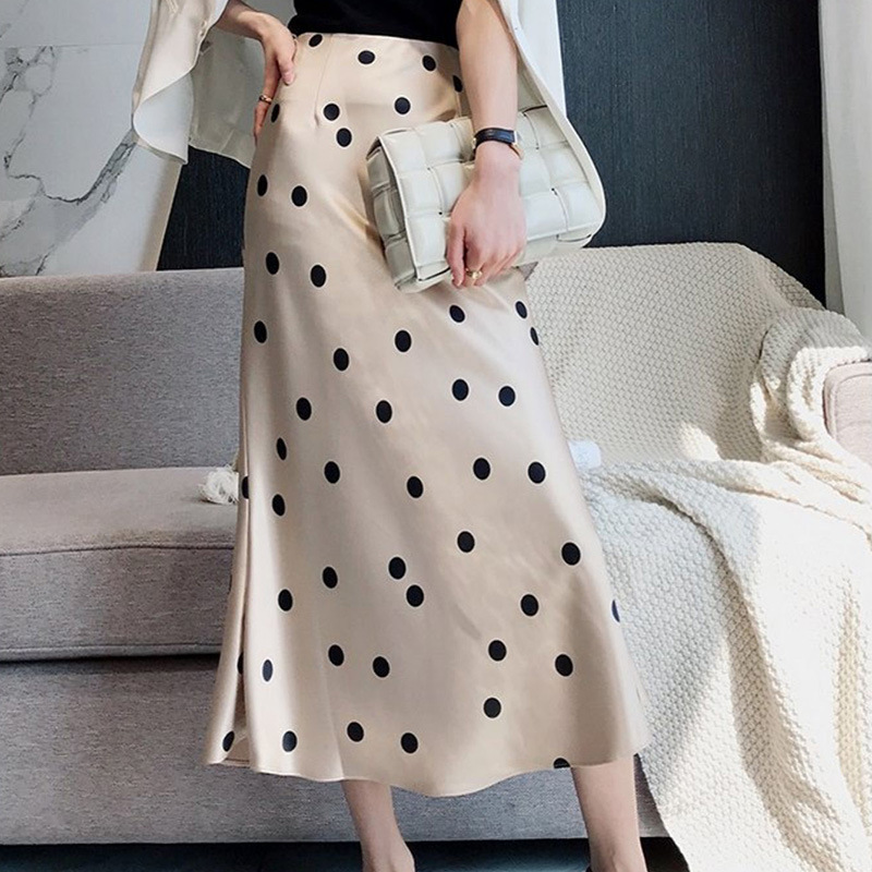 

Japan Style Summer Elegant dot Office Lady Silm Waist Skirts Women Fashion Simple Casual Skirt Temperament All-match Jupe 210525