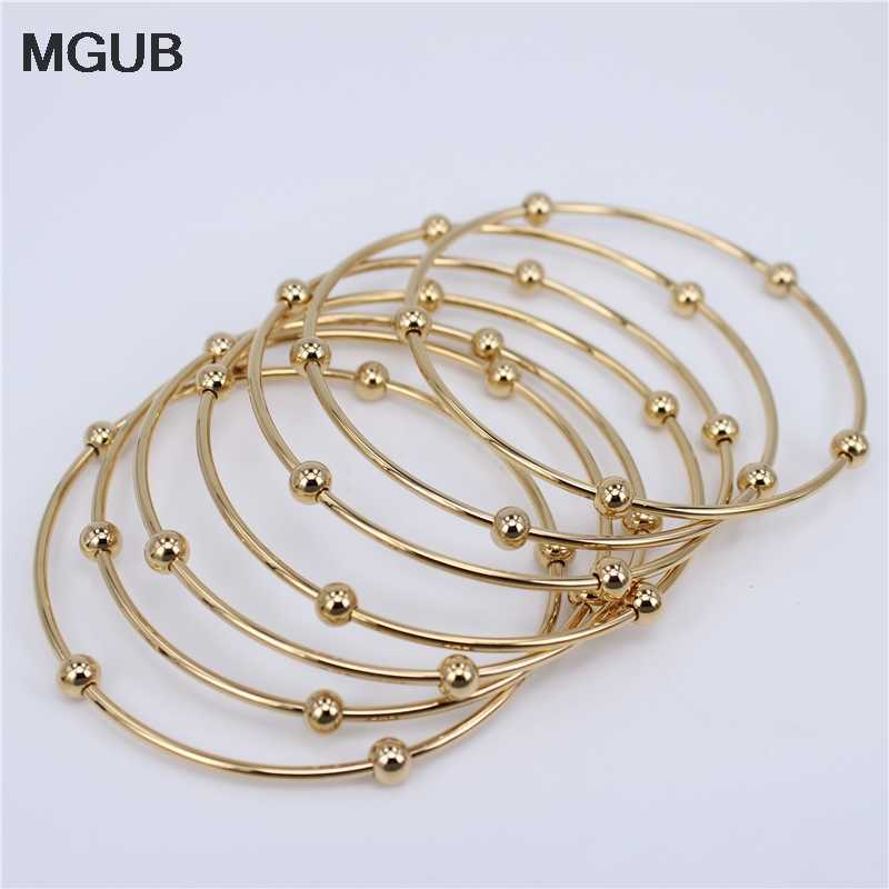 

Stainless Steel 7pieces/set Tri-color Bangle & Bracelet Titanium Steel Bracelet Gold Color Fashion Women Bangle Wholesale Lh724 Q0717
