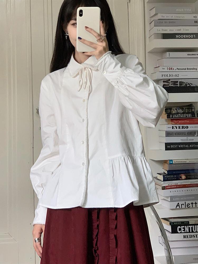 

Women' Blouses & Shirts Japanese Women White Blouse Tops Blusas Chemise Blanche Femme Shirt College Style Simple