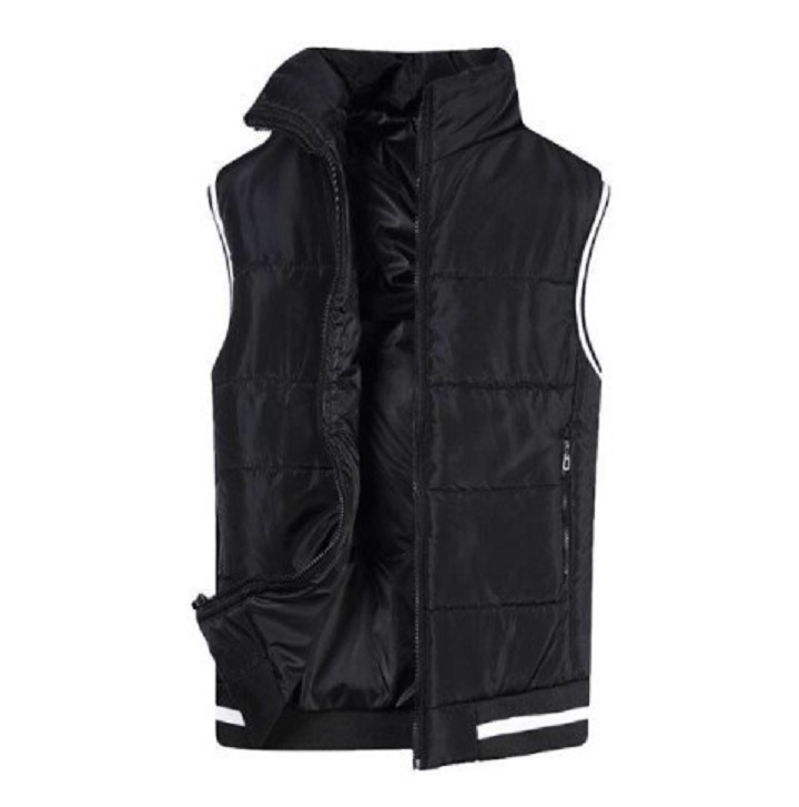 

New Men's Designer Cotton Parka Fall Winter Jacket Vest Fred Perry Fashion Coat White Stripe Men XL, Black