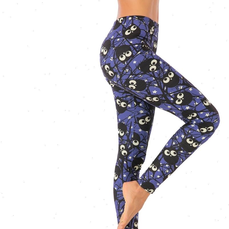 

brands women womens leggings fashion legging night cartoon owl printing leggins slim legins high waist punk woman fitness pants, Black