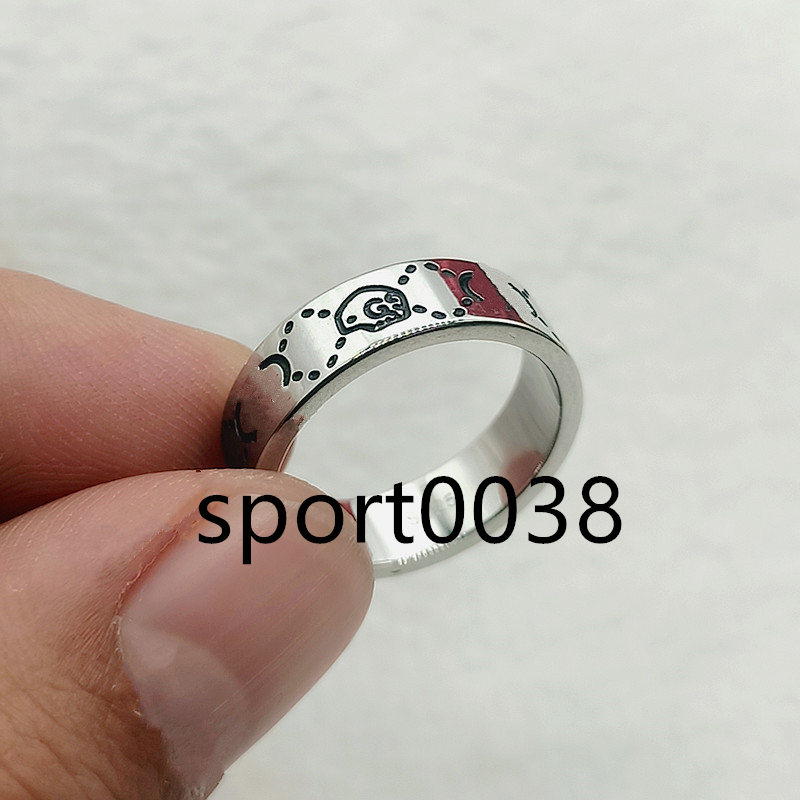 

Luxury 2021 Fashion 925 sterling silver 6mm skull band rings for men and women lovers Party promise championship jewelry gift not fade
