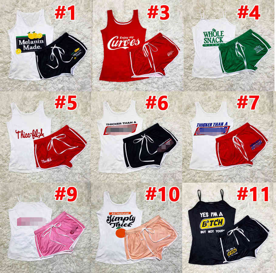 

Women Tracksuits Summer Two Piece Shorts Pants Set Letter Printed Suspender Yoga Outfits Sportswear, Mix or leave a message