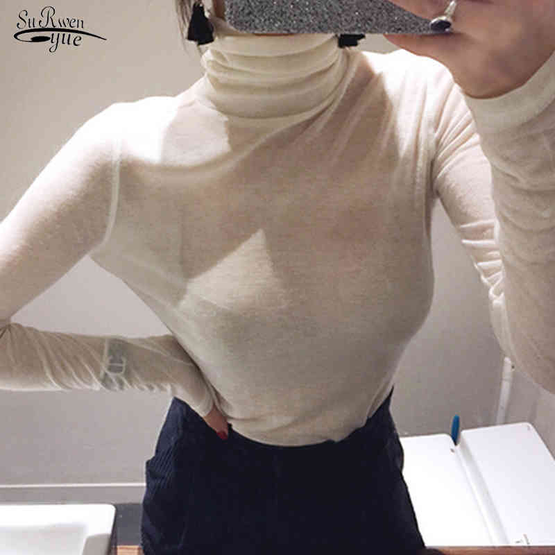 

Korean Long Sleeve White Shirt Blouse Spring Office Casual Shirt Tops Female Sexy Slim Solid Women Blouses Blusas 12873 210518, Ivory