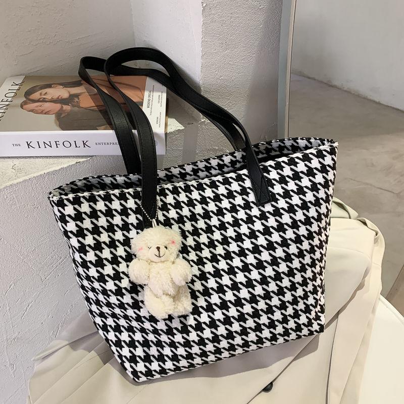 

Shoulder Bags Women Bag Tote Large Handbag Plaid Women's, Black