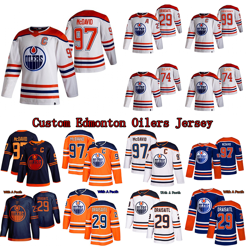 

Custom Edmonton Oilers Mens Kids Jersey 97 Connor McDavid 29 Leon Draisaitl 99 Gretzky 74 Ethan Bear 44 Zack Kassian Hockey Jerseys, Retro white mens