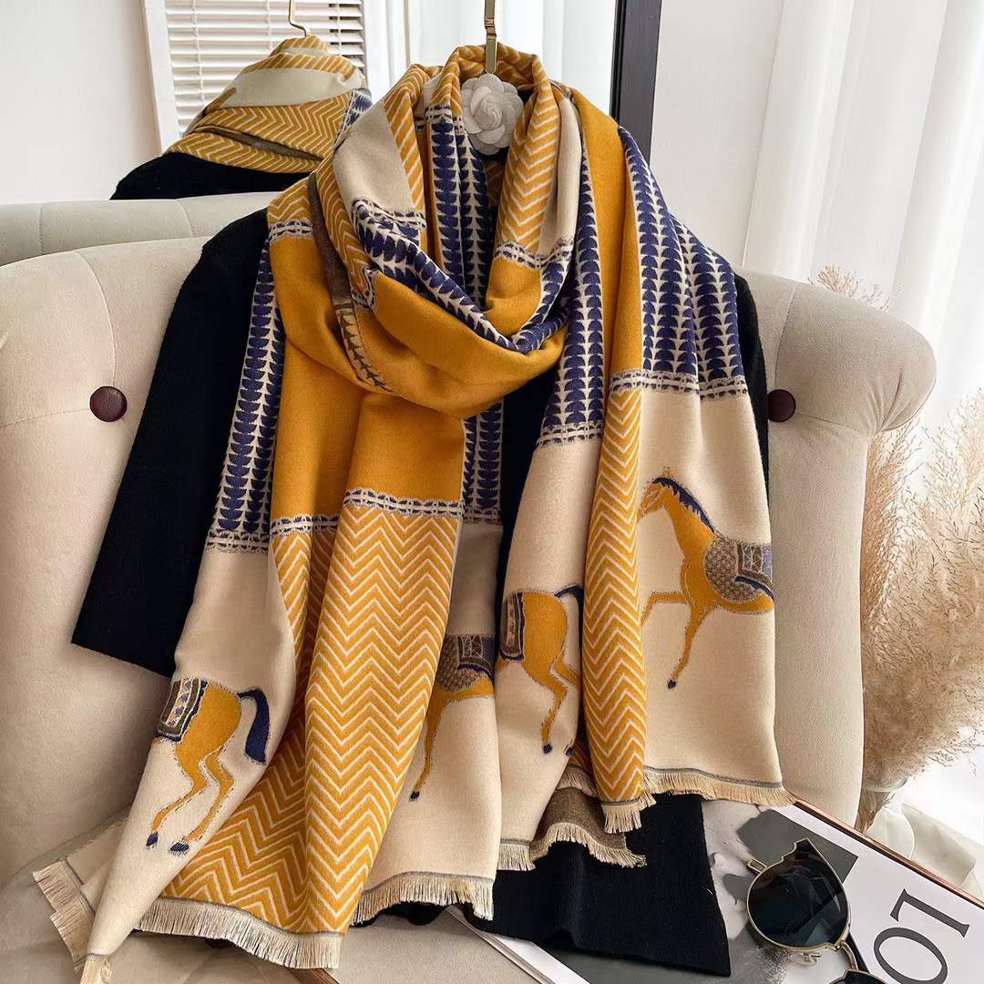 

Beautiful Lady Scarf Classic Woman horse pattern Shawl Size 180*70cm Scarves Warm comfortable stylish and high-end