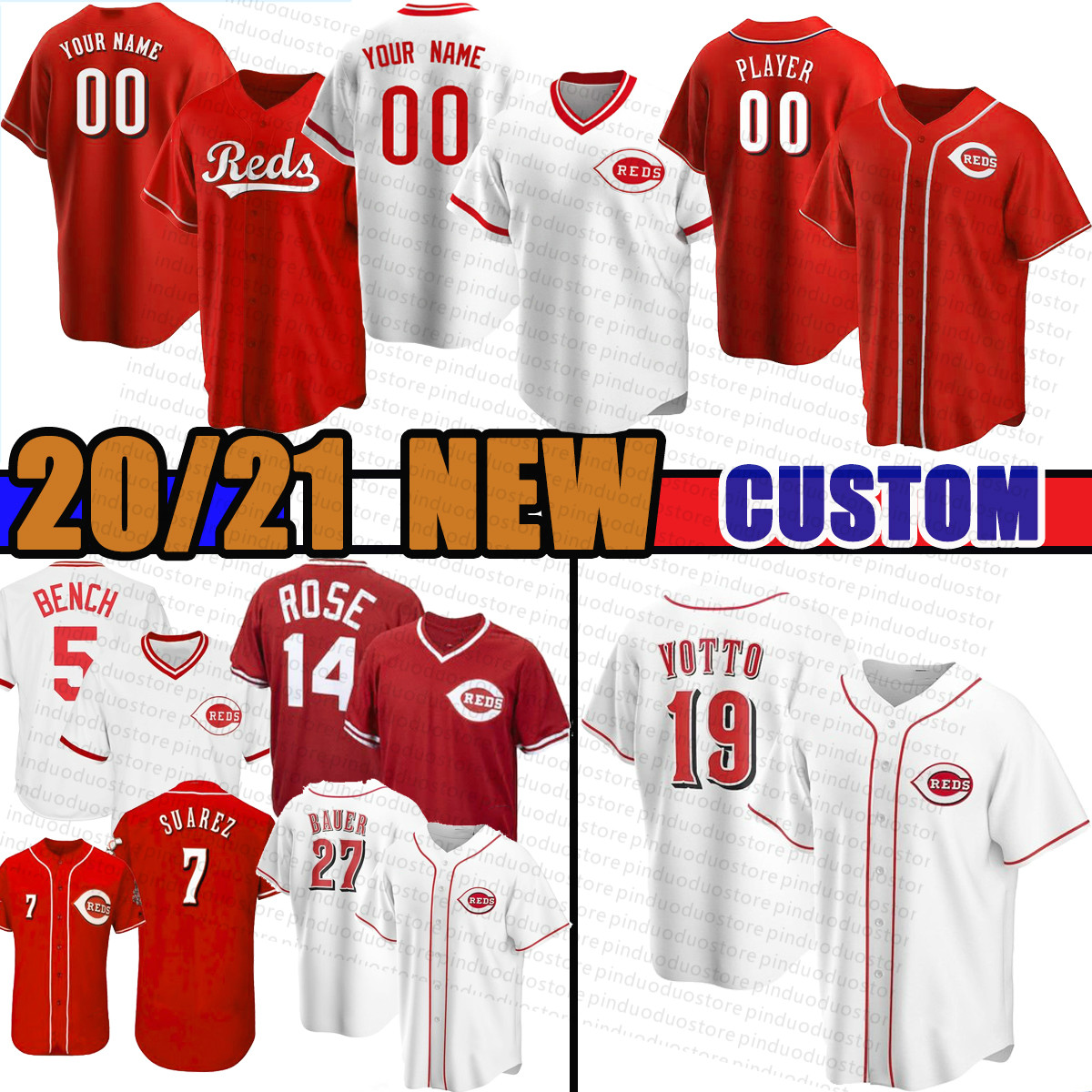 

Custom Baseball Jerseys 5 Johnny Bench 11 Barry Larkin 30 Ken Griffey Jr 19 Joey Votto 14 Pete Rose 7 Eugenio Suarez 2 Castellanos 33 Winker 15 Nick Senzel Barnhart, Mens(hongren)