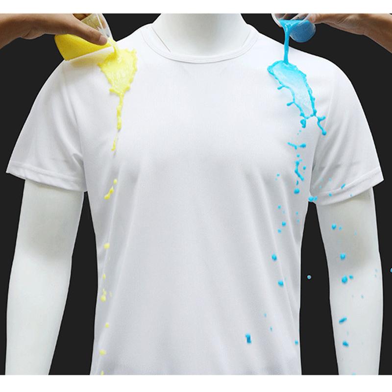

Running Jerseys Waterproof T-Shirt For Men , Male Breathable Fitness Shirt High Elasticity Gym Kit Nanotechnology Antifouling Shirts, White