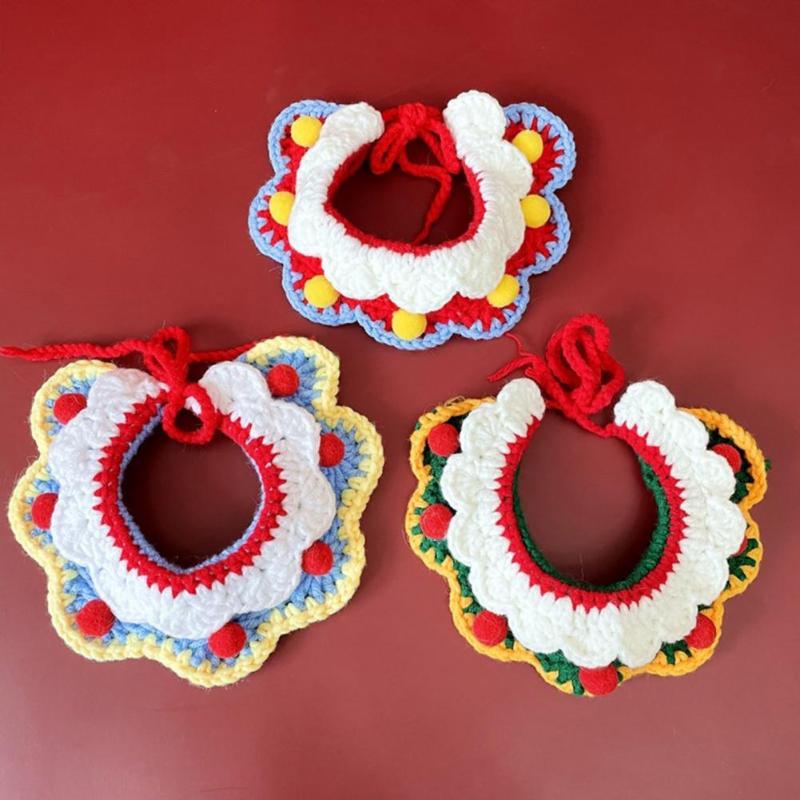 

Cat Costumes Pet Bib Double-layer Round Dog Cats Kerchief Cosplay Collar Towel Soft Dogs Kitten Christmas Neck Scarf