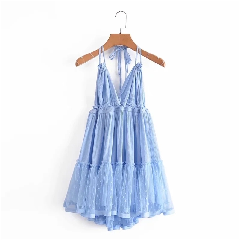 

Women Lace-up pleated suspender skirt Solid Camisole A-line Vestidos Sleeveless Party dress holidays beach summer dresses 210524, Dark brown