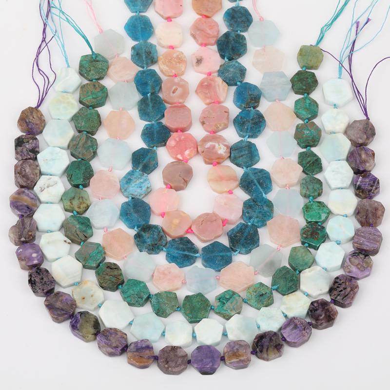 

Other Natural Pink Opal Slab Octangle Loose Beads Jewelry Strands,Faceted Slice Blue Apatite Charms Pendant XT-11AMCE