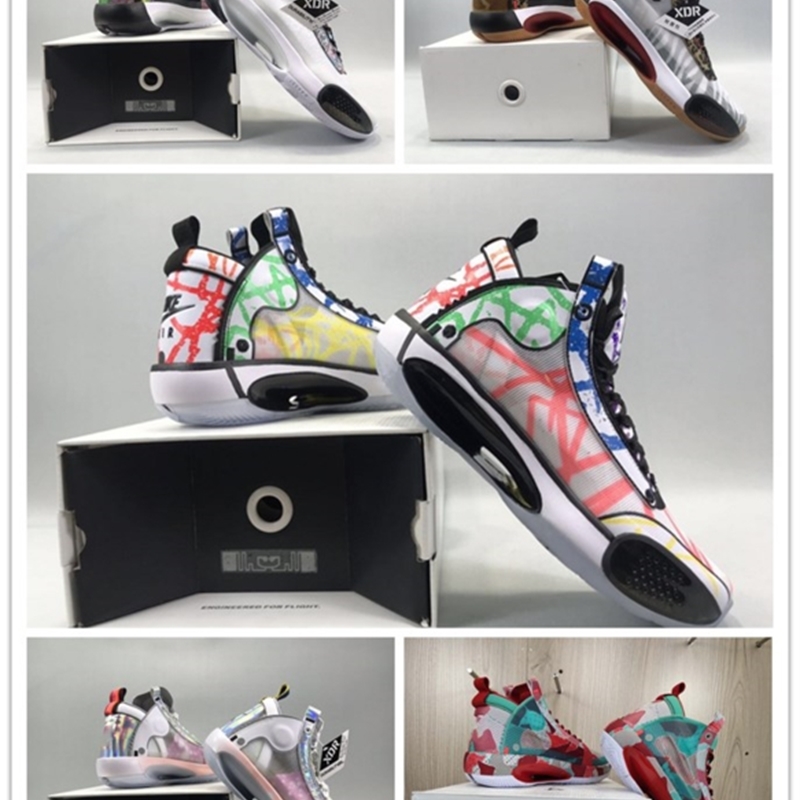 

Zion Williamson Jumpman 34 PE Rui Hachimura Japan Men Basketball Shoe With Box New 34 Rainbow Trainner Sport Shoes, Customize