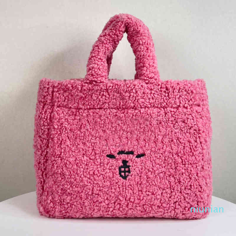 

Tote Bag Plush Winter Wool Handbag Large Capacity Shoulder Shopping Bags Classic P letter Totes High Quality Sweety Women Handbags, Blue
