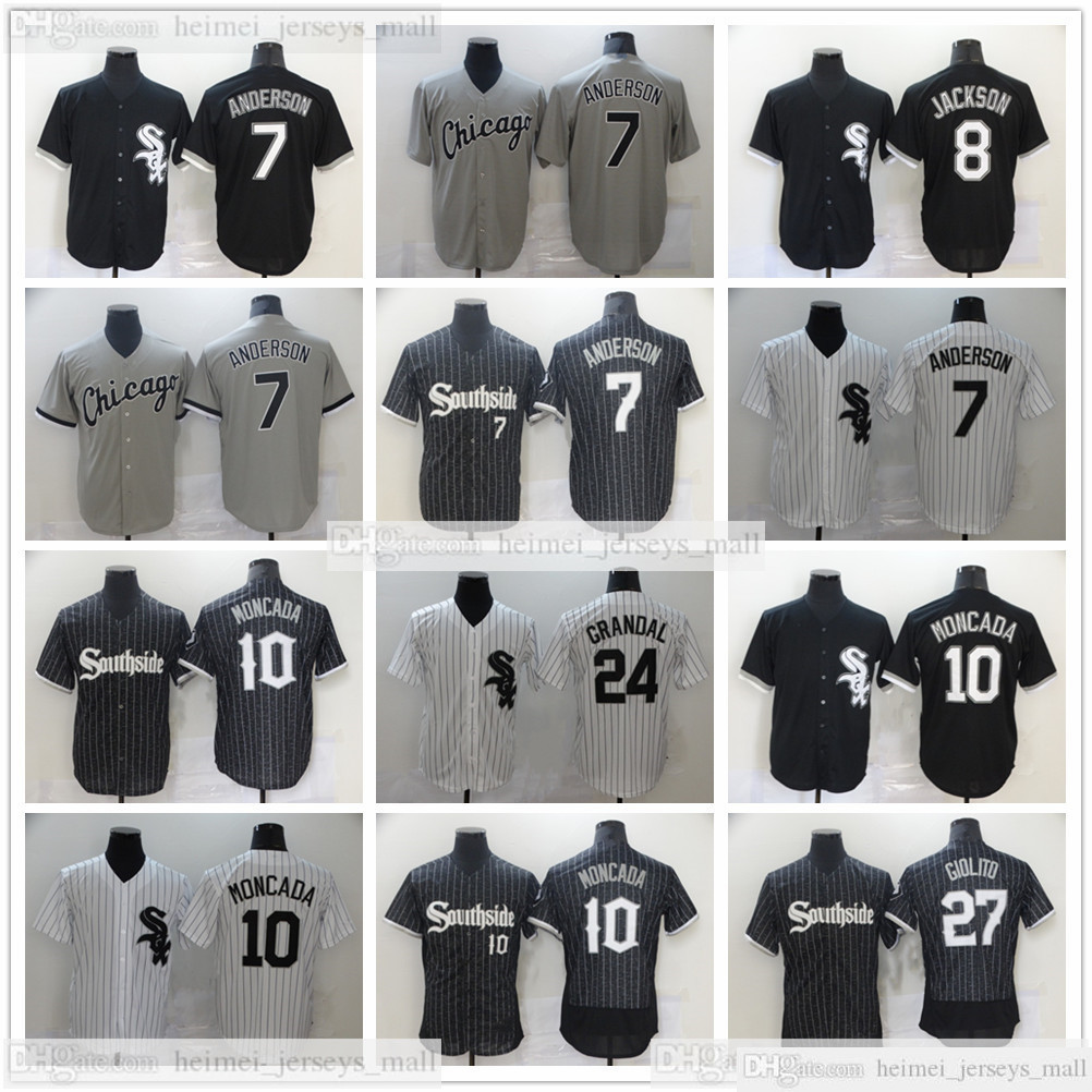 

2022 news Baseball Jerseys 7 Tim Anderson 8 Bo Jackson 10 Yoan Moncada 27 Lucas Giolito Jersey Top Quality Stitched Gray White Black Man Size S-XXXL, Blue;black