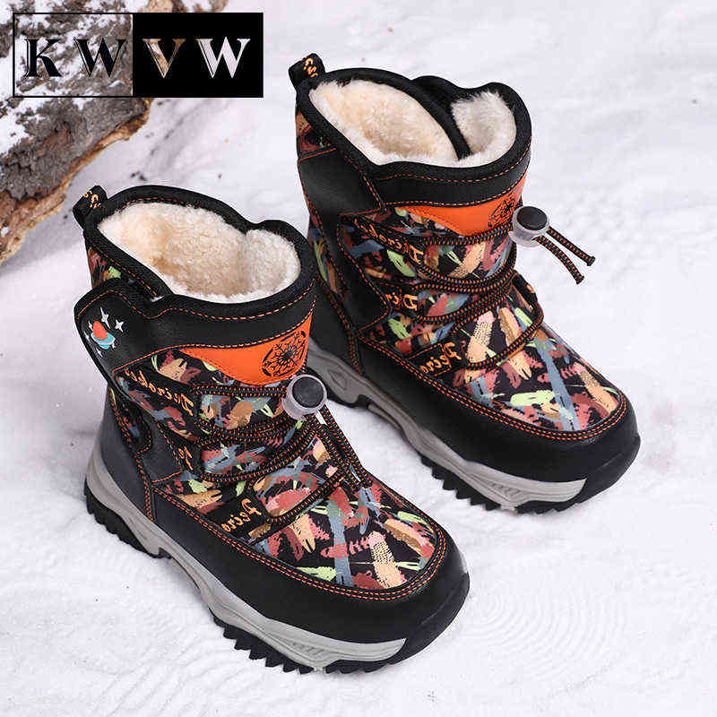 

Kids Winter Booties Fashion Casual Boy Boots Pure Cotton Plus Velvet Warm Children Snow Sport Shoes Outdoor Activity Supplies 211108