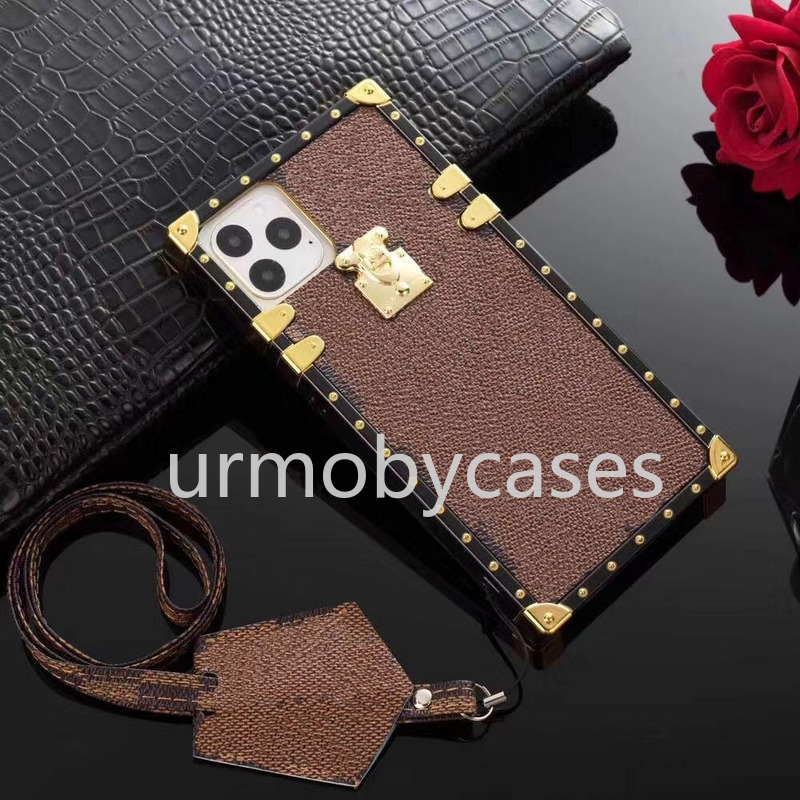 

designer phone cases for samsung galaxy S21 Ultra S20 S10 Plus S9 Note9 Note10 Pro Note20 With Lanyard Classic Square TPU cellphone cover, Box no case