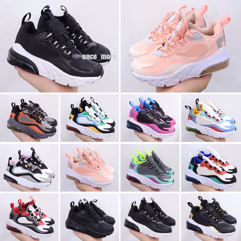 

React Bauhaus TD Kids Shoes Boy Girls Black White Hyper Bright Violet Toddler Children Sneakers 26-35