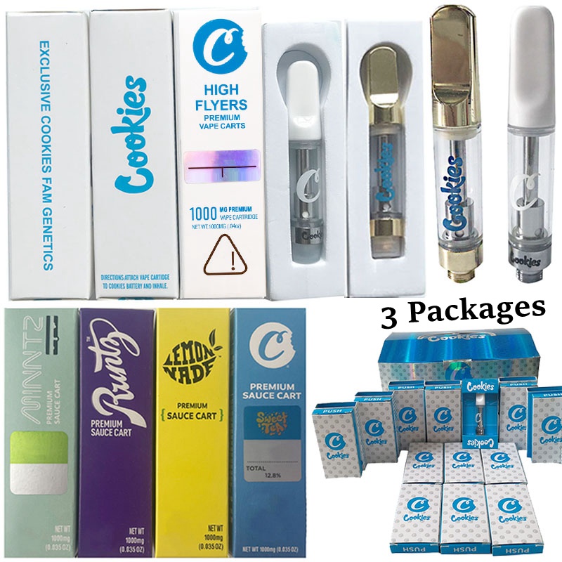 

Cookies Vape Cartridges Atomizers High Flyers Push Premium Packaging 0.8 1ml Ceramic Thick Dab Pen Gold White Oil Carts Tank E Cigarettes 510 Thread Vaporizer Empty