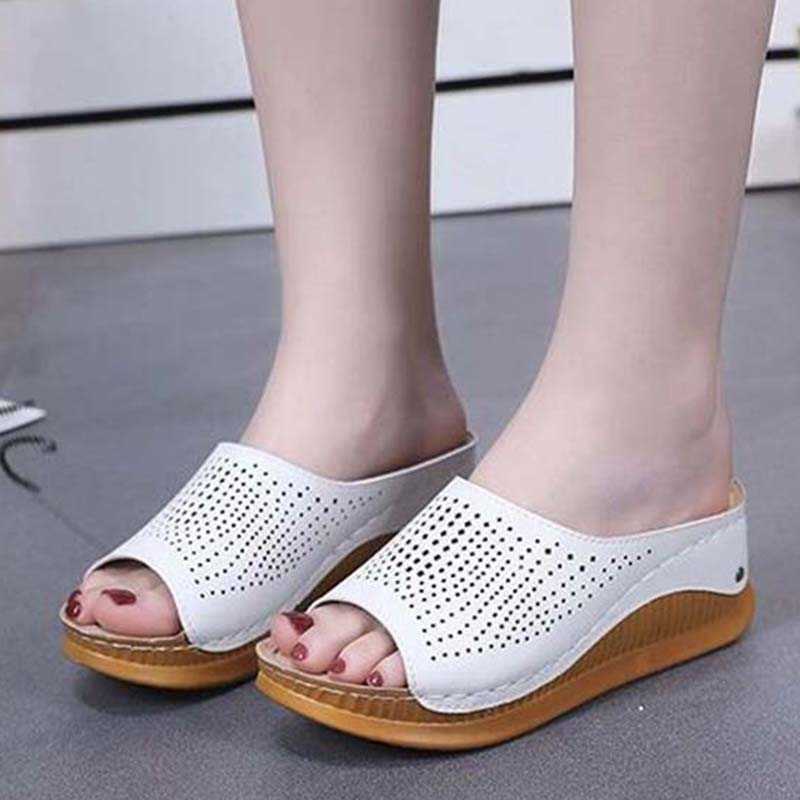 

Classic luxury Women Summer Platform Sandals Soft Bottom Comfort Shoes For Female Retro High-Heeled Ladies Wedges Slippers Designer Paris, Black