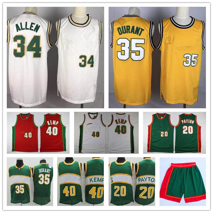 

Mitchell and Ness Retro Basketball Gary 20 Payton Jerseys Green Shaw 40 Kemp Kevin 35 Durant Jersey White Red Stitched Quality, Color1