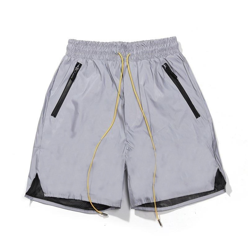

2021 Tide brand drawstring reflective stitching pocket sports shorts men' casual mesh Capris_zy