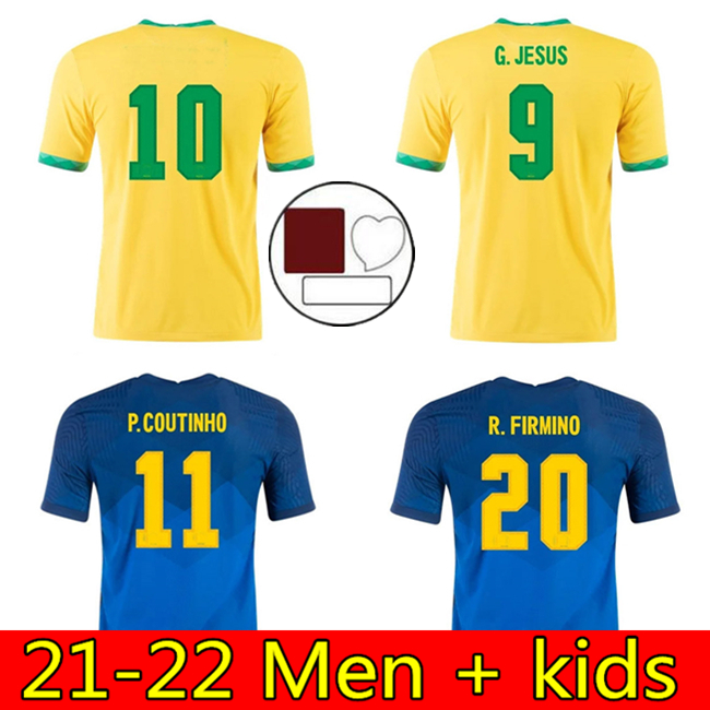 

BrazilS soccer jersey Richarlison Ederson camiseta de futebol 2021 2022 G.JESUS COUTINHO 20 21 brasil men kids kit football shirt, Home kids