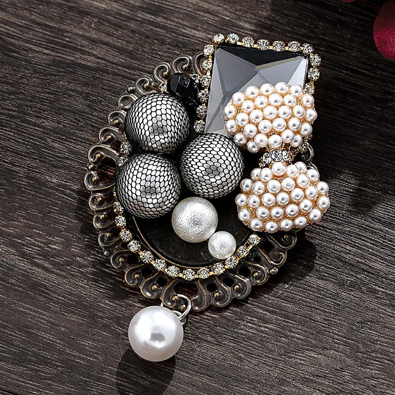 

Pins, Brooches Crystal Rhinestone Pearl Retro Brooch Teardrop Woman Pin For Wedding Party Jewelry Accessories Wholesale