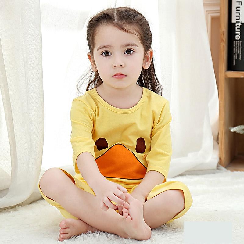 

4 5 6 7 8 9 10 11Years Baby Girl Summer Children's Clothing Set Cotton Cartoon Duck Printed Girls Sets Kids Children Clothes, White