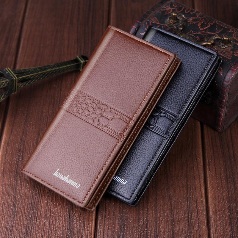 

Wallets Men's Crocodile Pattern Letter Wallet Male Solid Color Long Zipper Coin Purse Multifunctional Card Bag Fashion Clutch, Black