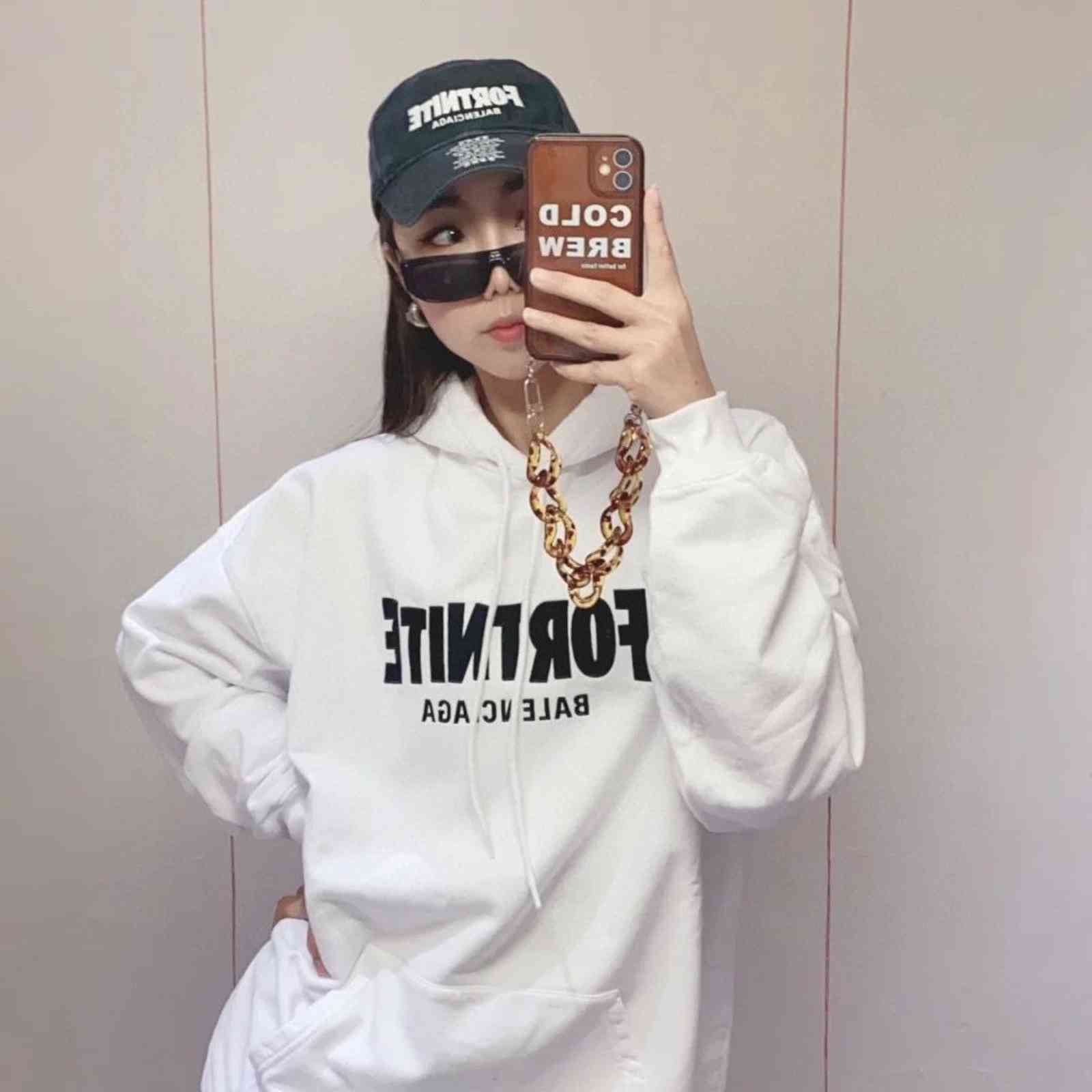 

BB Paris Multilingual Fortnite Embroidered Sweater Hoodie, White