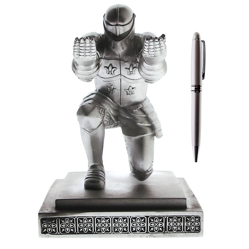 

Decorative Objects & Figurines Executive Medieval Knight Pen Holder Stand Gift Desktop Decoration Armor Soldier Statue