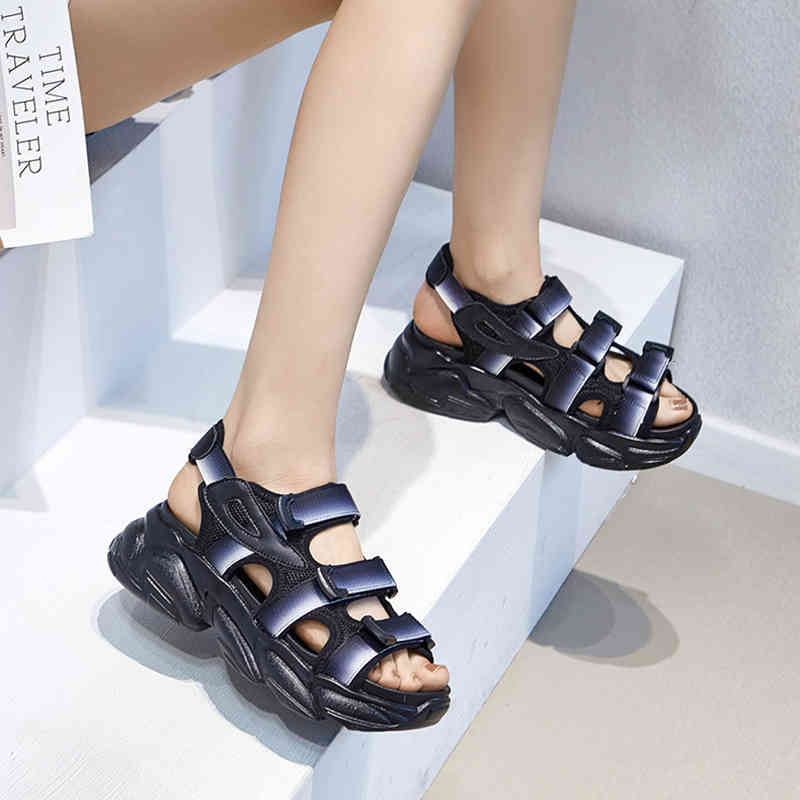 

sandals mesh summer for women shoes woman wedges female shoe platform ladies high heels beach fashion crpb, Black