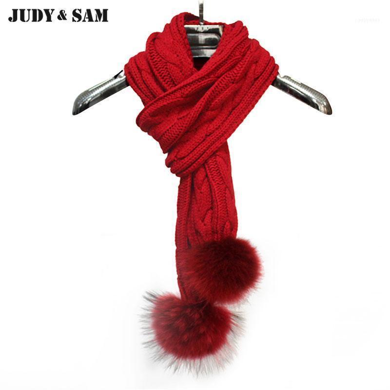 

Scarves Sale 2021 Gifts Women Knitting Infinity Long Scarf Muffler Real Raccoon Fur Pom Brand Solid Color Men's Scarf1