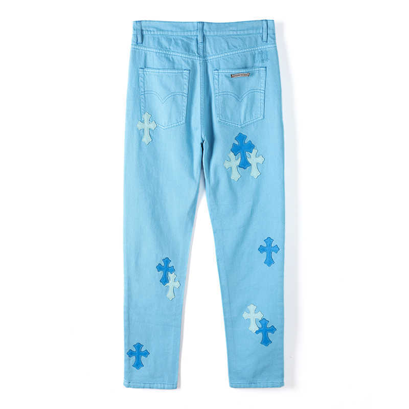 

Ch Tide Brand 2021 New Croxin Skin Sticking Cross Trend Hip Hop High Street Casual Jeans for Men and Women, Blue