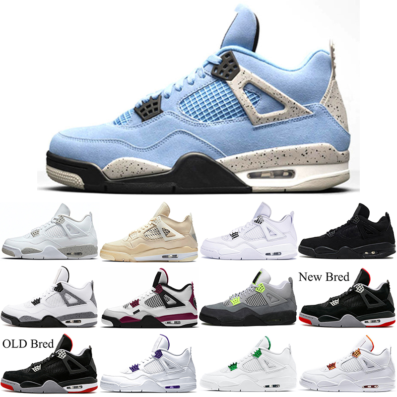 

University Blue 4s men basketball shoes 4 White Oreo Pure Money Cement Black cat Neon women mens trainers sports sneakers, # 28