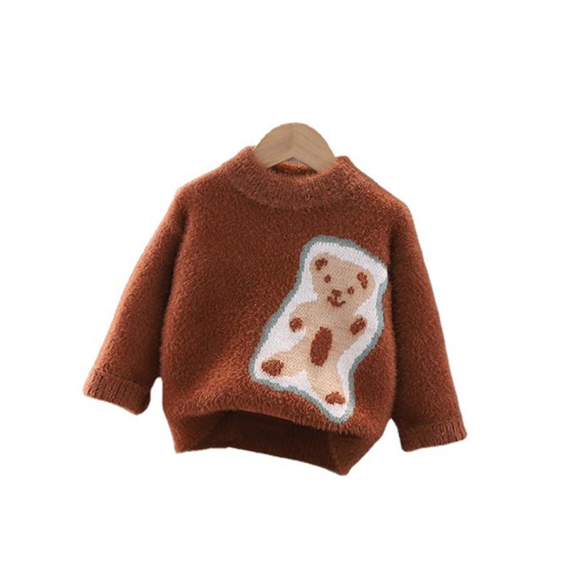 

Pullover Winter Baby Boys Girls Clothes Children Fashion Thicken Warm Sweater Toddler Casual Costume Infant Clothing Kids Outerwear, Brown