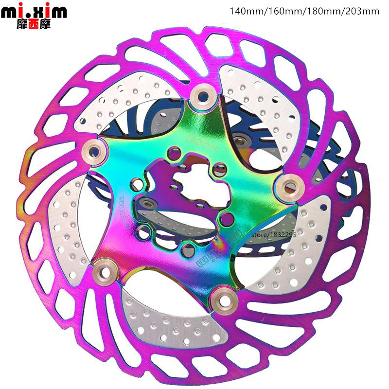 

Bike Brakes 2021 Rainbow MTB Mountain Cooling Brake Rotors Road Floating Bicycle Six Nail Disc 140/160/180/203mm