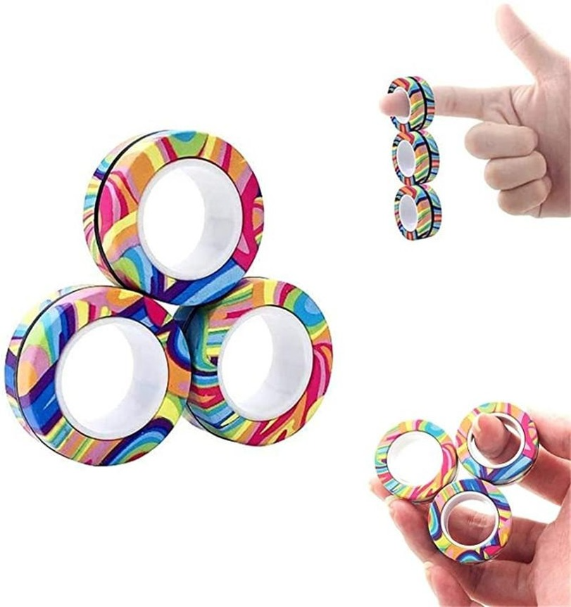 

DHL 3Pcs Finger Ring Fidget Magnet Toys Fingers Stacking Toy Set Magnetic Bracelet Magic for Stress Relief Anti-Anxiety gift 4966