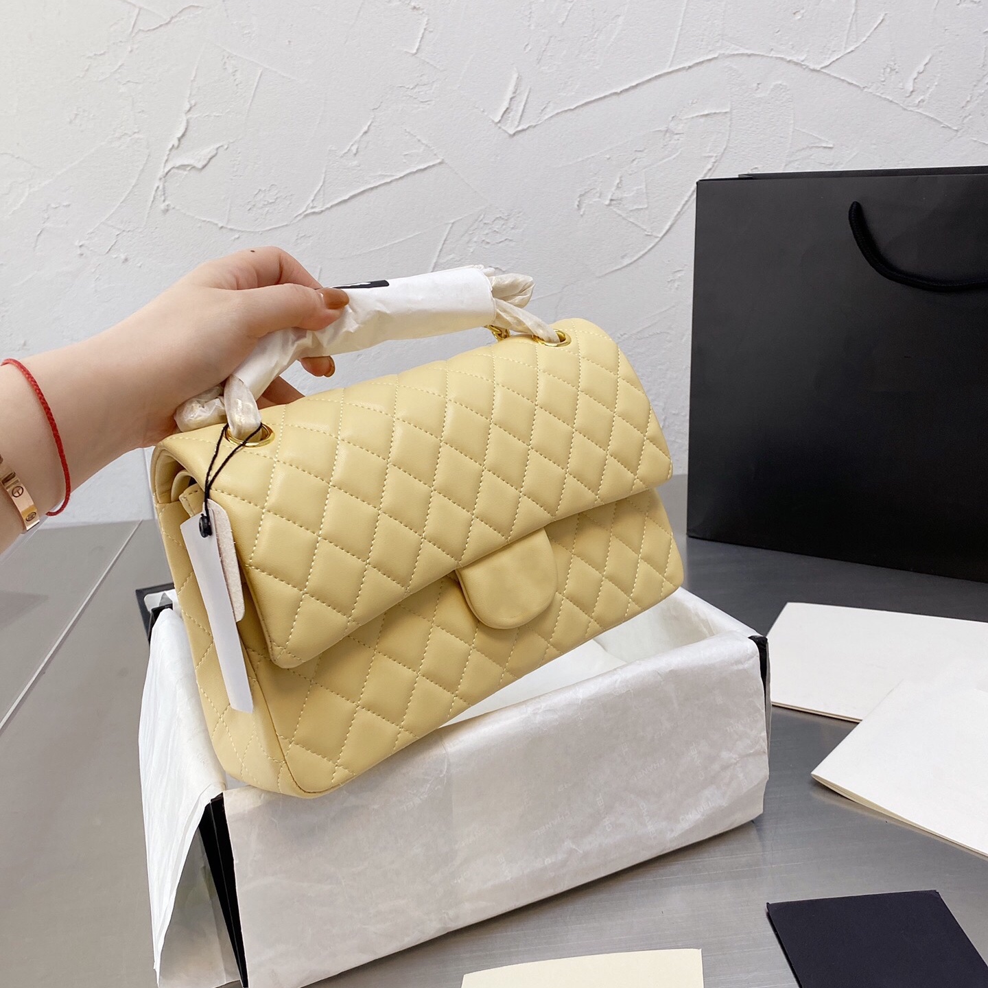 

Ladies Luxury Design High-end Quality Goddess Bag Retro Style Classic Alphabetic Logos Retrogram Lambskin Chain Shoulders Bags Banquet Lady