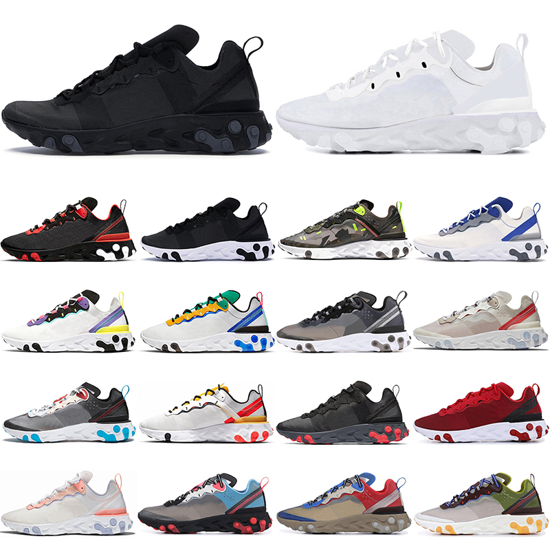 

2021 hot original element 55 87 react running shoes Light Beige Moss Orange Peel Royal Tint Volt Racer Pink script Camo Anthracite Sail trainers sneakers size 36-45, 55 pale pink 36-40
