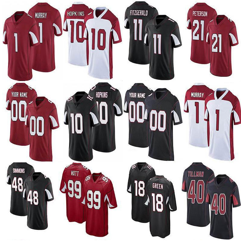 

99 J.J. Watt 1 Kyler Murray 10 DeAndre Hopkins Football Jerseys 18 AJ Green 30 James Conner 11 Larry Fitzgerald Malcolm Butler Baker Christi, Black;red