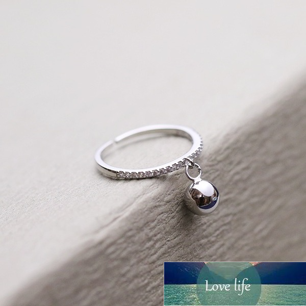 

Flyleaf 925 Sterling Silver Ball Cubic Zirconia Open Rings For Women Fashion Adjustable Lady Jewelry Bijoux Femme
