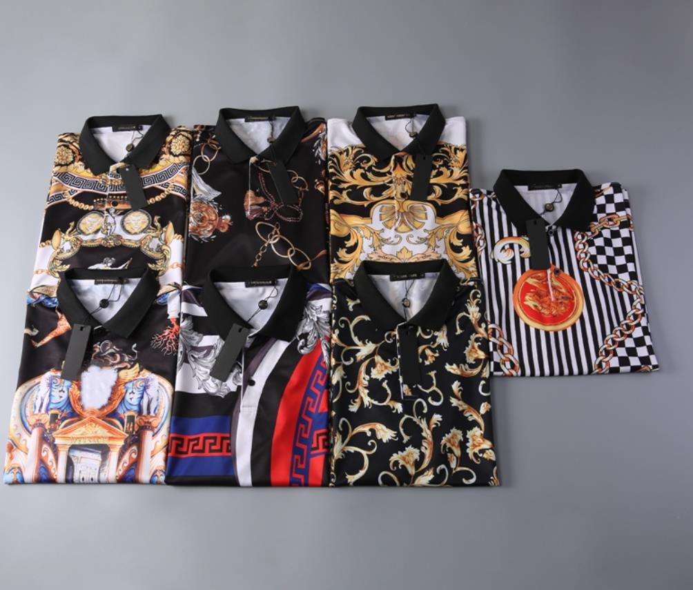 

Fancy patterns Polo shirt luxury short sleeve fashion breathable Mens High Quality summer T-shirt size M-3XL, White;black